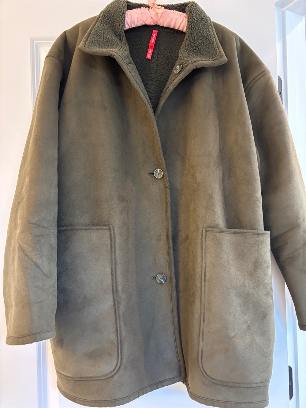Spanx Olive Green Women's Sherpa-Lined Coat